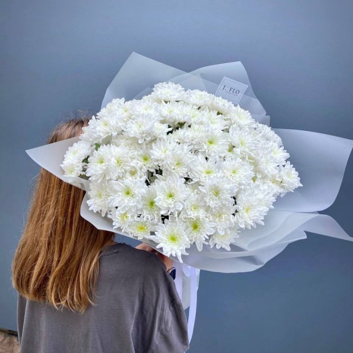 Букет хризантем "Белая снежинка" в Таганроге