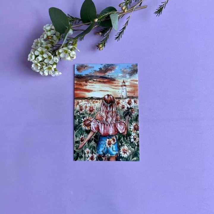 Открытка к букету "Подсолнух" в Таганроге