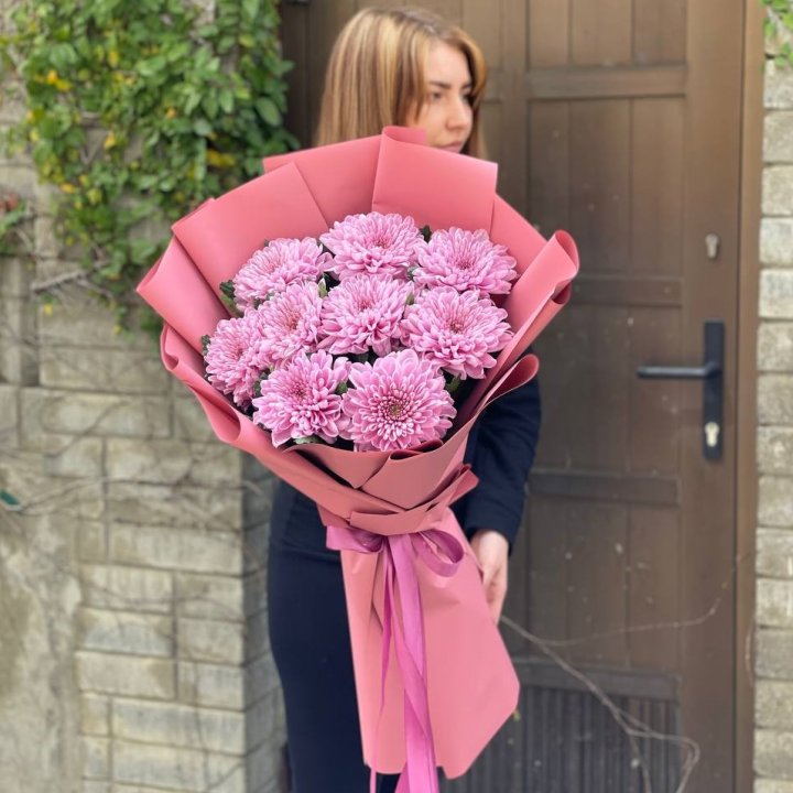 Букет хризантем розовый в Таганроге