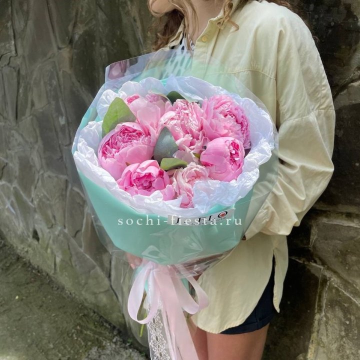 7 зефирных пионов в фоамиране в Таганроге