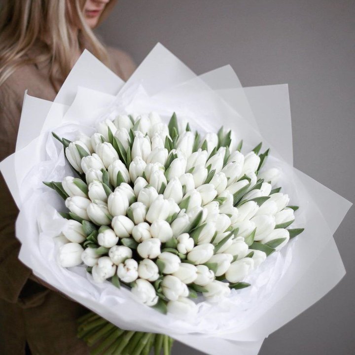 101 белый тюльпан в Таганроге